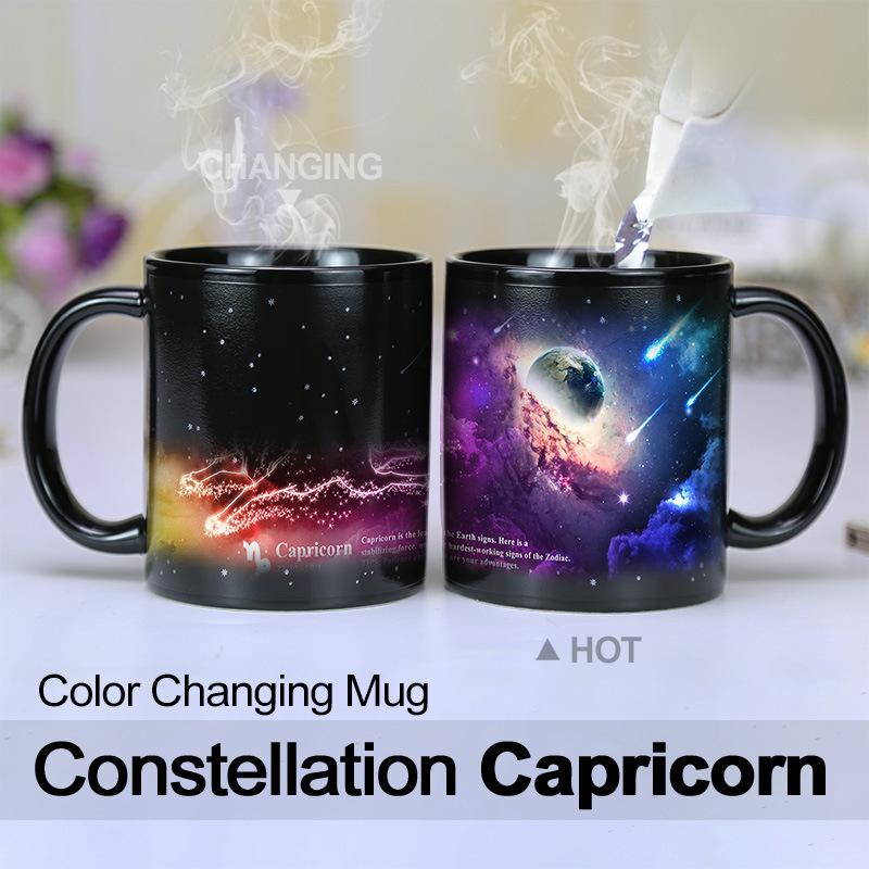 Starry Sky Purple Illusion 12 Constellation Color Changing Water Cup Ceramic Mug Suitable for Couples To Give Gifts
