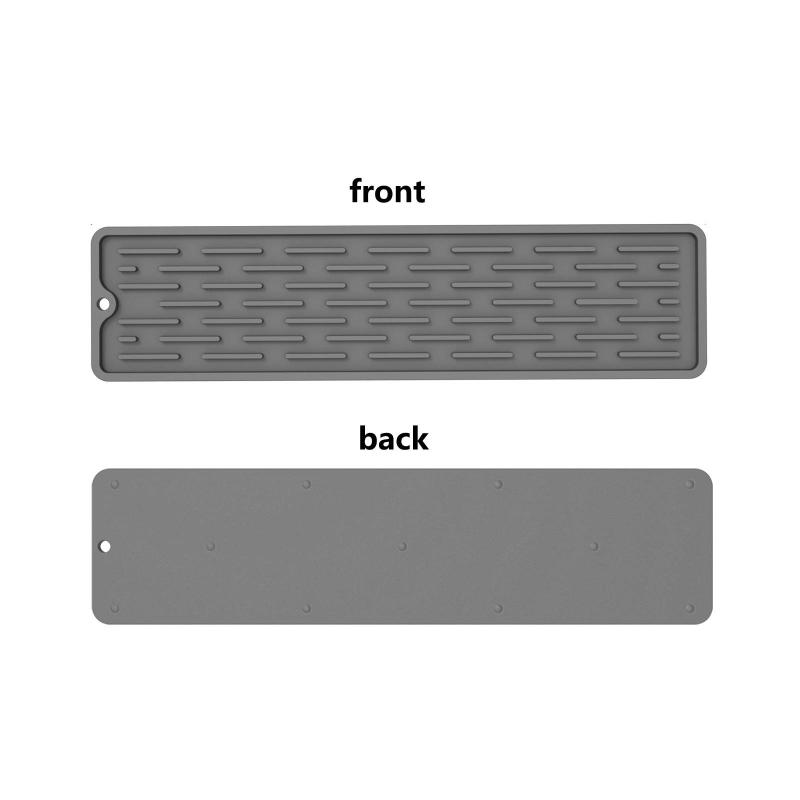 Premium Silicone Draining Mat Non-Slip Kitchen Sink Tray Versatile for Cutlery Storage gray