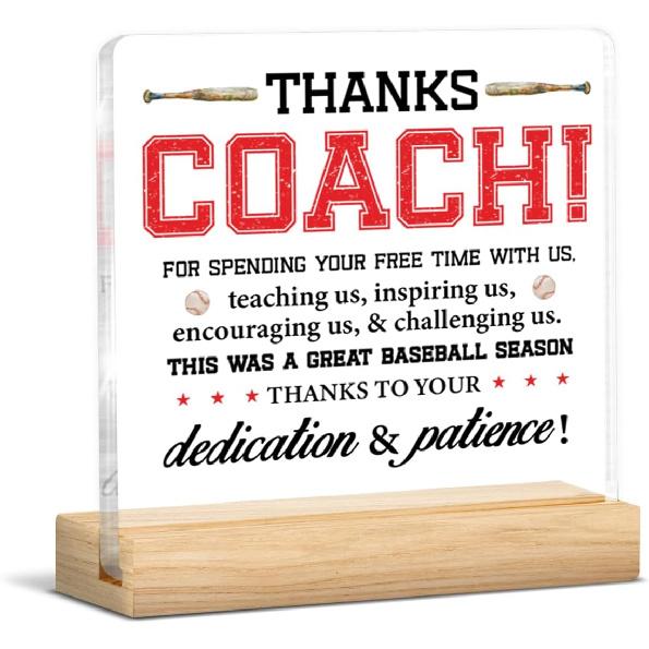 Baseball Coach Gifts for Men Women, Thank You Appreciation Gifts for Baseball Coach Clear Acrylic Desk Decorative Sign Home Office Decor Baseball Coach
