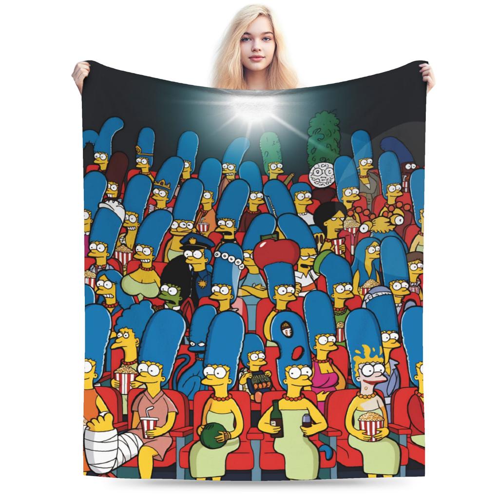 S-Simpsons Lisa Yellow Star Pattern Blankets Quality Soft Cozy Bedding Throws Winter Picnic Couch Bed Funny Bedspread