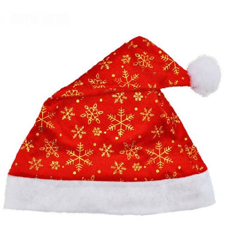 Christmas Gild Snowflake Pattern Santa Hat for Adult Winter Festival Party Hat
