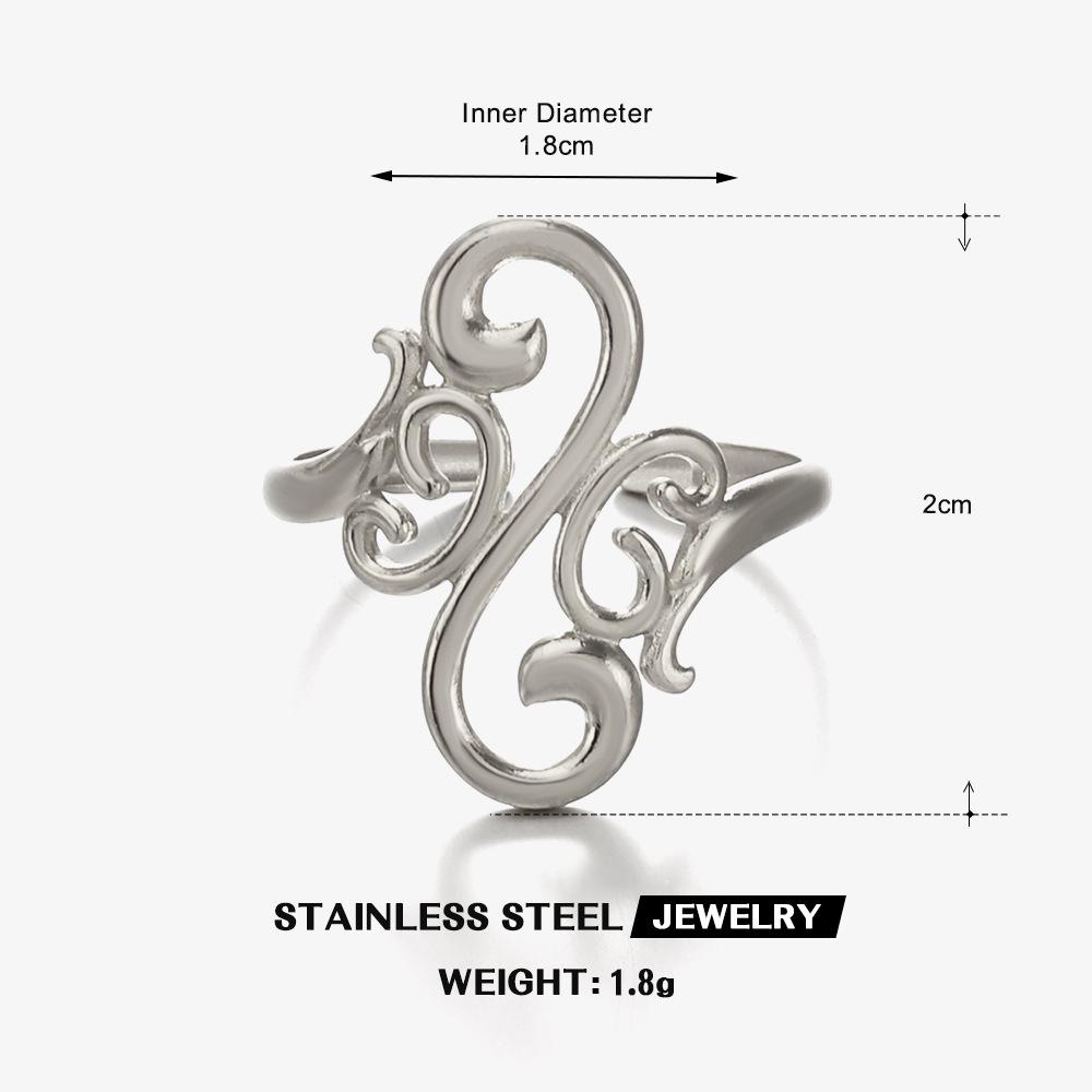 

Vintage Filigree Open Ring Stainless Steel Gold Color Women Finger Rings Zircon Wedding Band Gift Wholesale resizable