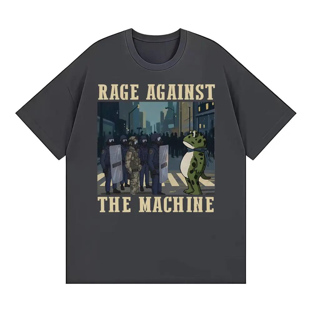 Portland Frog Protest Rage Against The Machine TShirt Funny Meme Graphic T Shirts Unisex Women Casual High Quality Cotton Tshirts