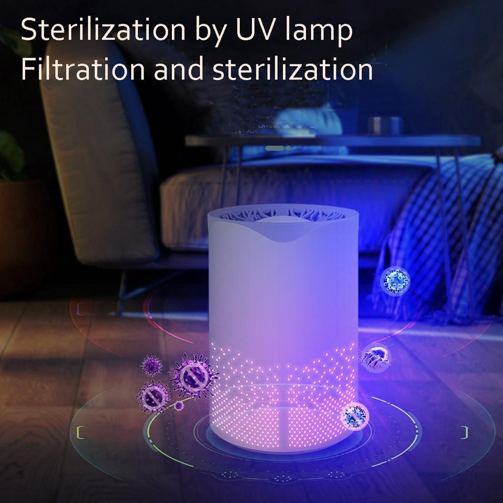 5W Home Office USB Air Purifier 5 Modes Air Cleaner Ionizer UV Light Dust Allergy Smoke Filter Negative Ion Generator for Bedroom