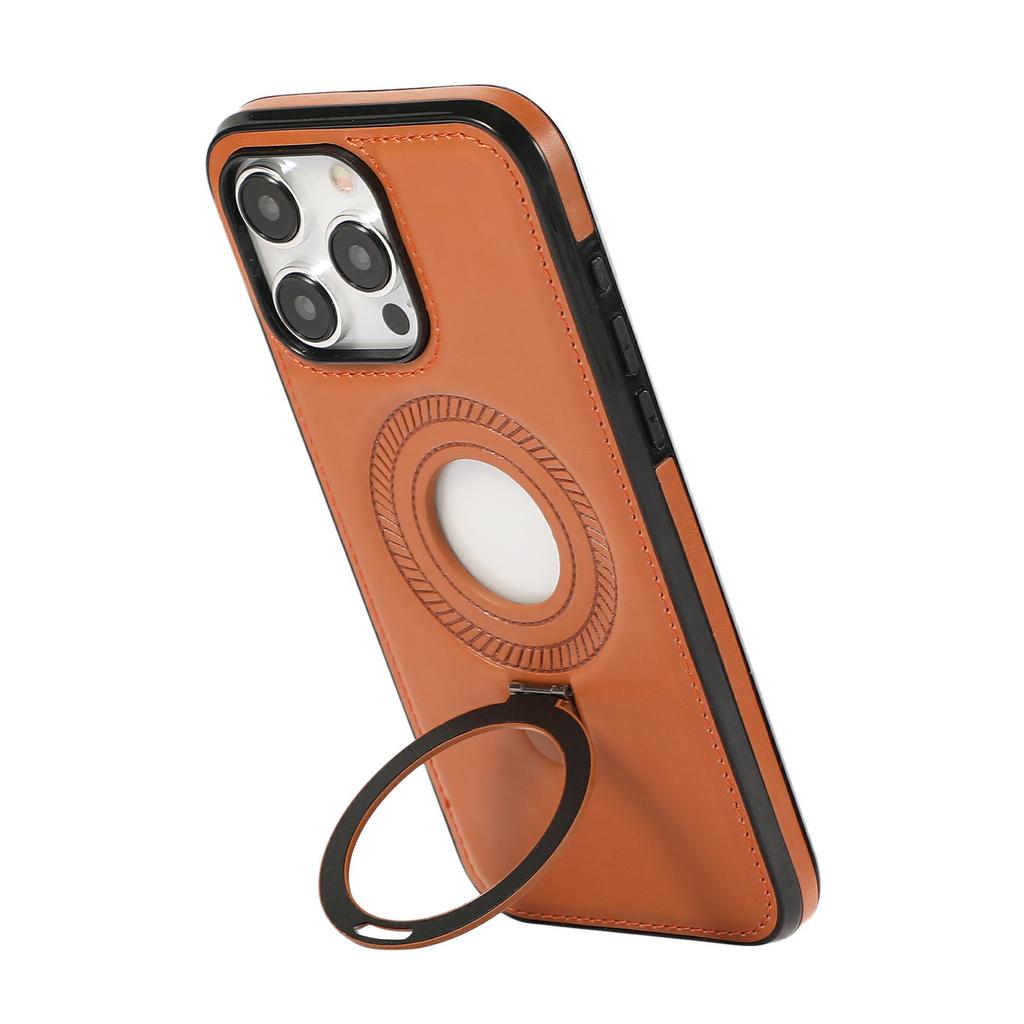 For iPhone 12 Pro Max Case Magnetic Kickstand PU Leather Coated PC+TPU Phone Cover