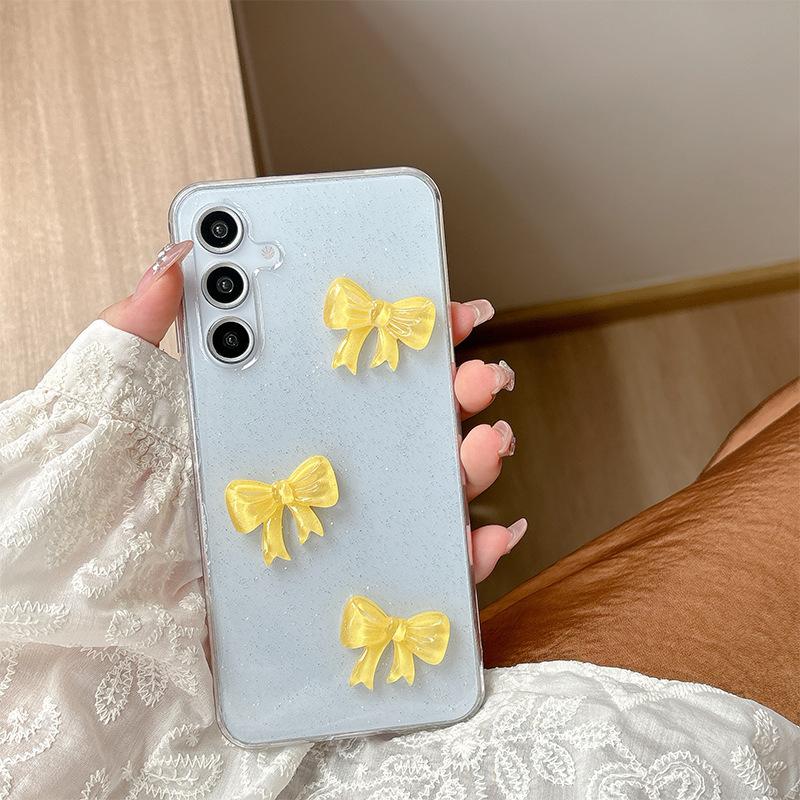 Korean Ins Style Bow for Samsung S25ULTRA Phone Case for S24plus Transparent S23FE Minimalist S22