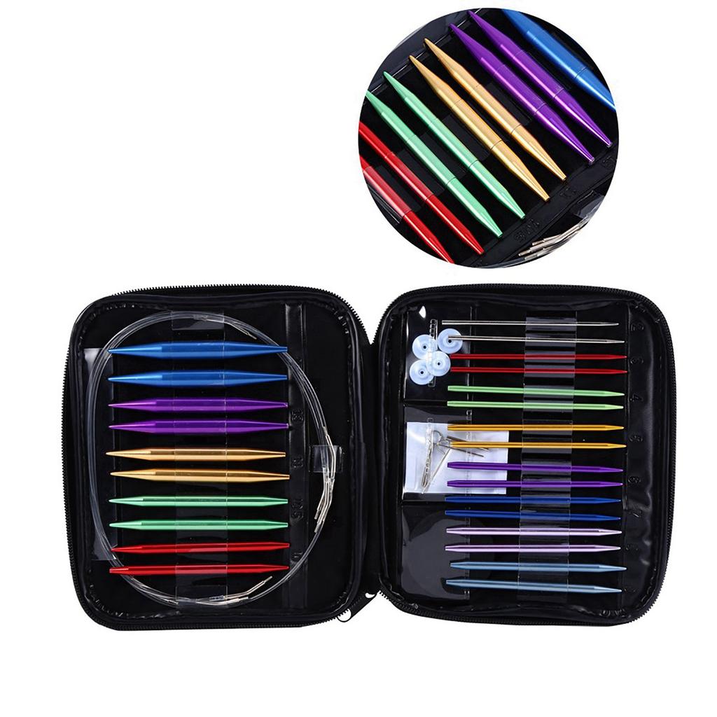 1 Set Interchangeable 13 Sizes Circular Knitting Needle Kit 3.0mm‑10mm with Case Circular Knitting Needle Set Knitting Kit