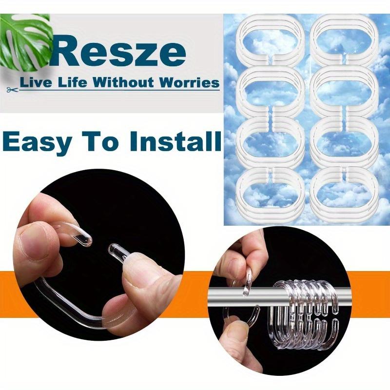 12pcs Shower Curtain Rings, C-Shaped Hooks for Bathroom Window Rod,for Easy Installation and Organization, Bathroom Accessories