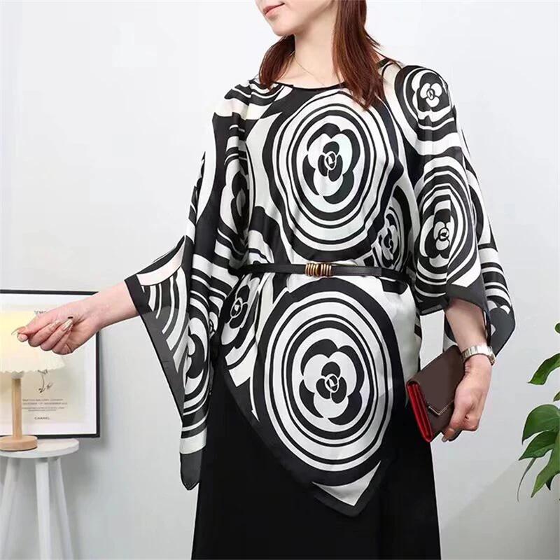 2025 Shawls Summer Beach Sexy Women Fashion Print Chiffon Smock Bikini Cover Up Loose Blouse Sunscreen Comfortable Poncho Hot