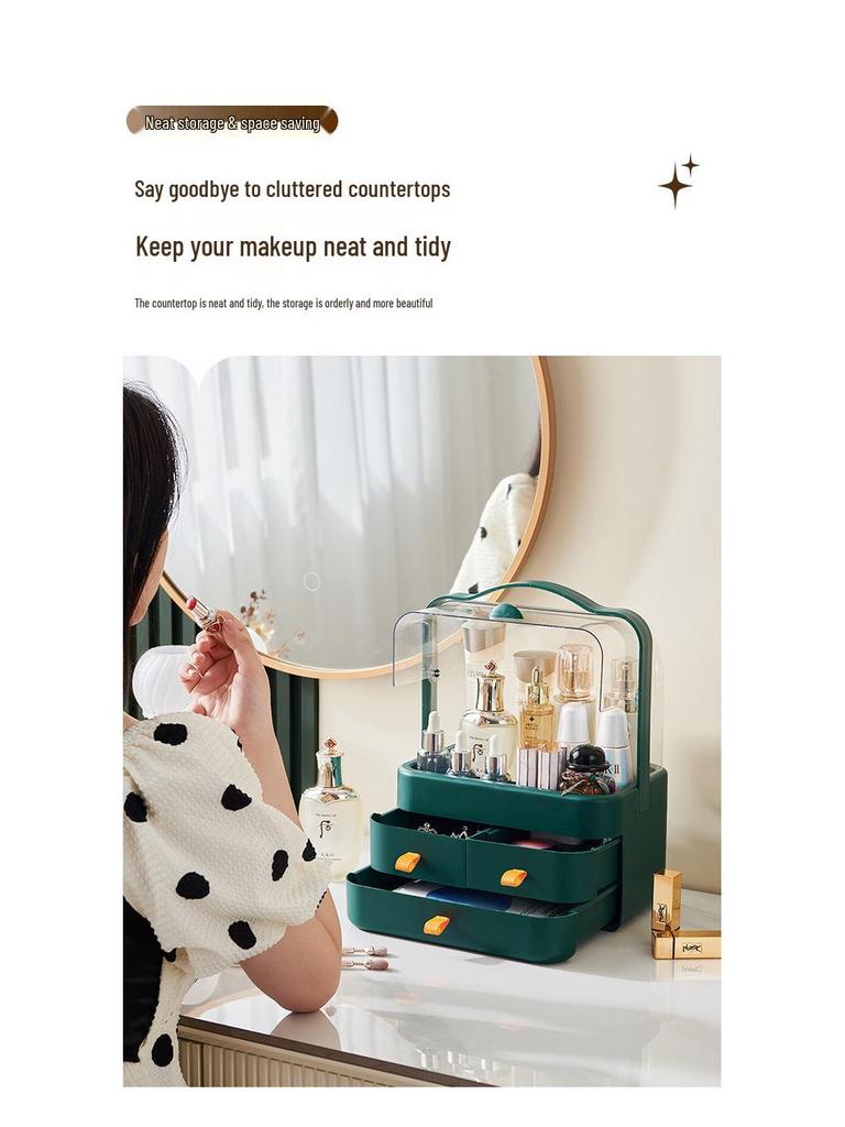 Influencer Cosmetics Organizer: Dustproof, Large Capacity Desktop Storage for Lipstick and Skincare