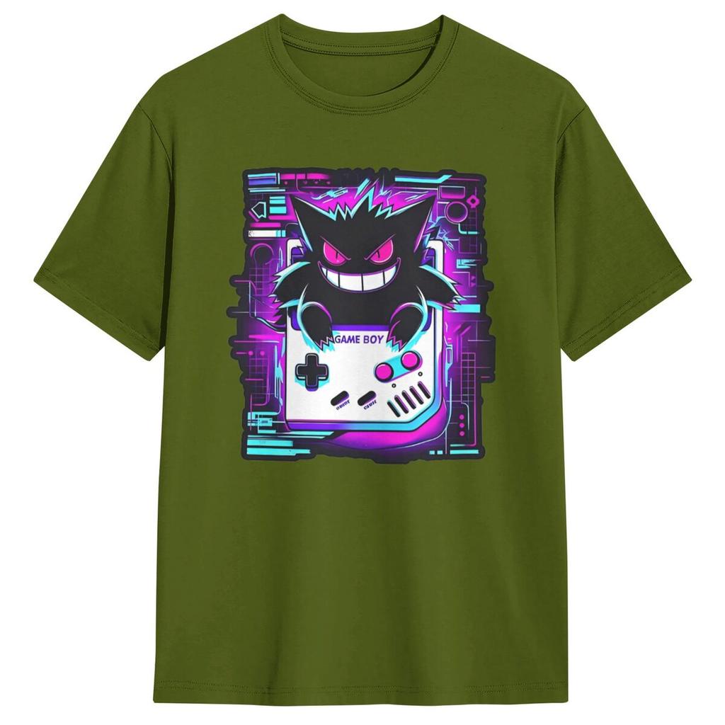 Vintage T Shirt Retro Spooky Pokemon Gengar Cotton T-Shirts Trendy Cool Tee Shirt for Male Y2K Casual Short Sleeve Top Tees