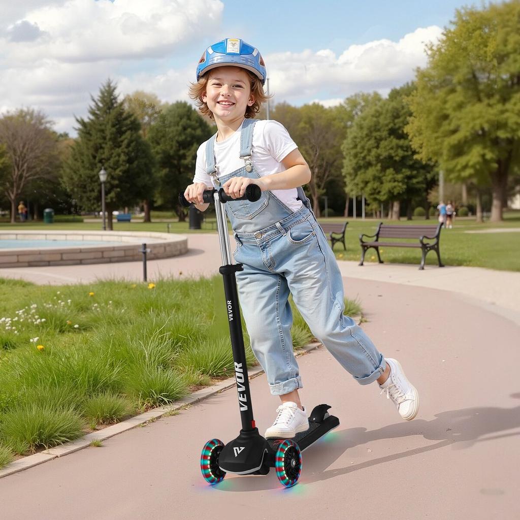Roller für Kinder ab 3 Jahren, 3-Rad-Kleinkindroller mit leuchtenden Rädern, höhenverstellbarer Lenker, breites Anti-Rutsch-Trittbrett, Leichtes Aluminium
