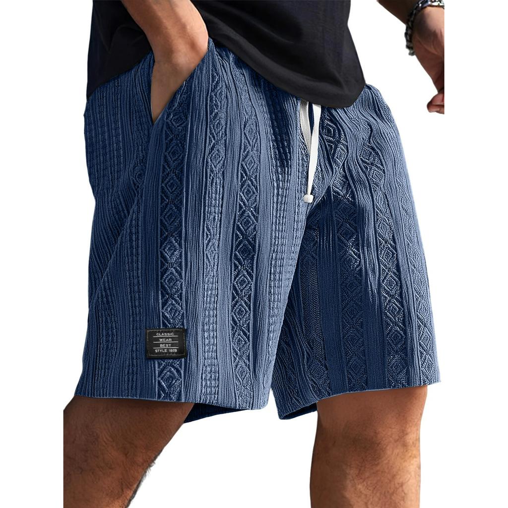 Shorts décontractés confortables pour hommes, texture jacquard quotidienne, logo mode
