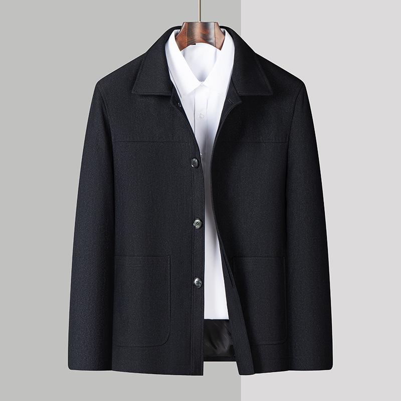Men's Winter Casual Button-Up Jacket - Middle-Aged & Elderly Fashionable Lapel Top