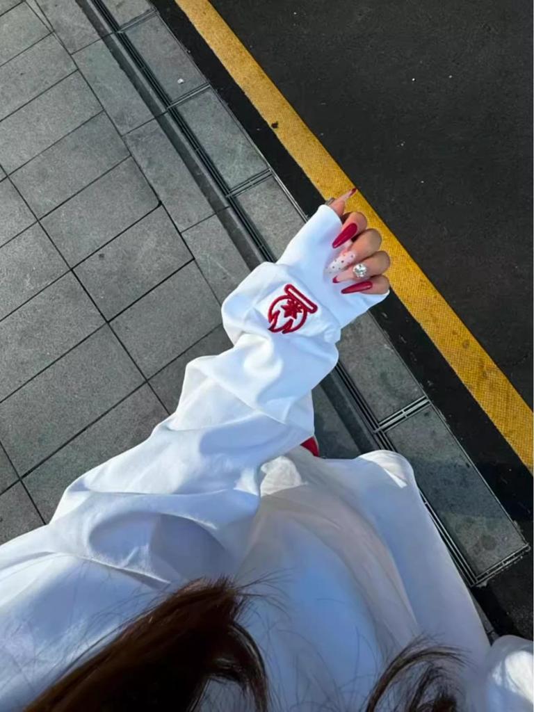 Dames Little Flame Borduur Hoodie - Herfst/Winter Losse Lange Mouw High Street Koppel Kleding Top