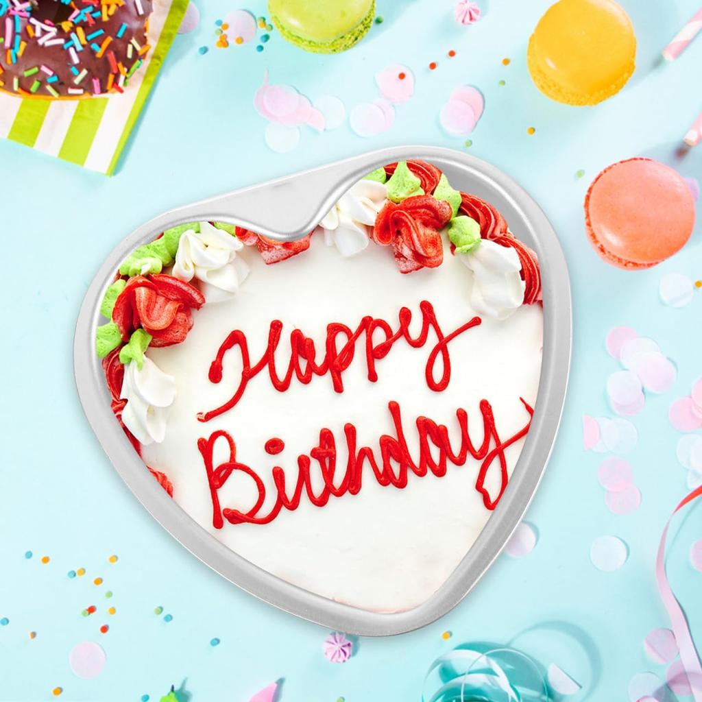 DECHOUS 6 Inch Heart Shape Cake Pan: 2Pcs Small Heart Cake Tins Aluminum 6" Non-stick Baking Molds for Mother's Day, Wedding, Party, Birthday,