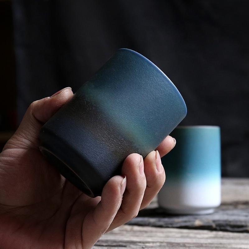 Restauracja Kiln Coffee Cup Japońskie kubki z kamionki Kubki do kawy Duży kubek na wodę Japoński prosty kubek gradientowy Naczynia do picia Kuchnia
