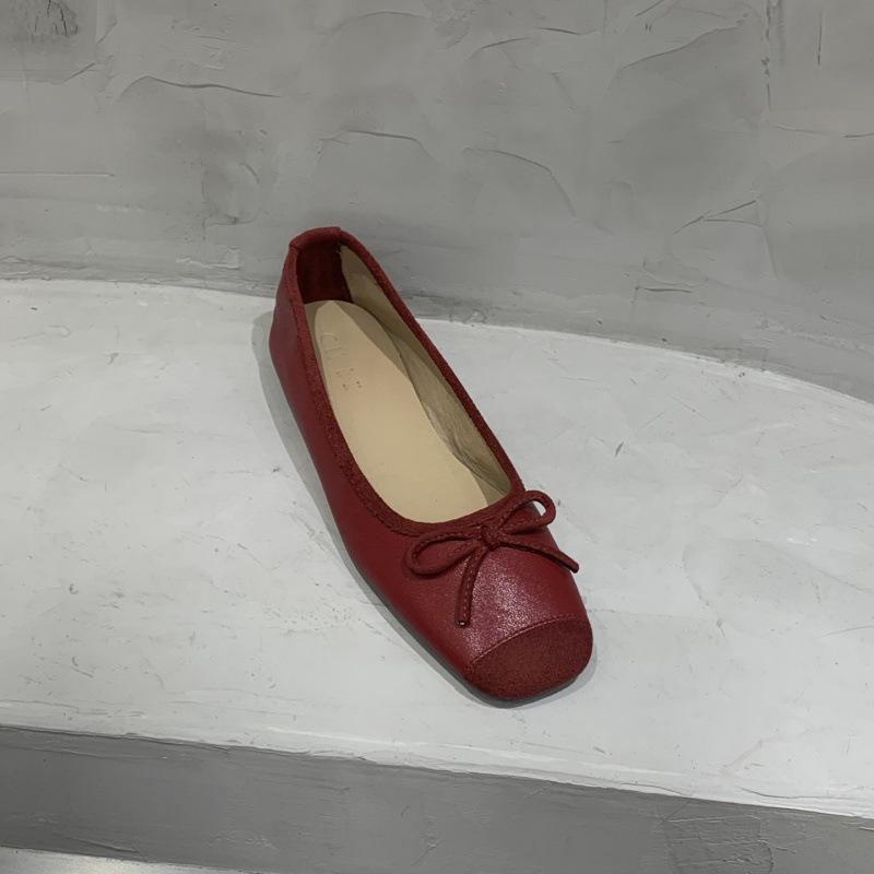 

Retro evening wind red small single shoes light mouth shoes early autumn new French bow women s shoes soft sole ladyshoes grandma shoes 39