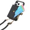 For iPhone 17 Pro Max PU Leather Phone Back Cover with Zipper Card Holder and Long Strap