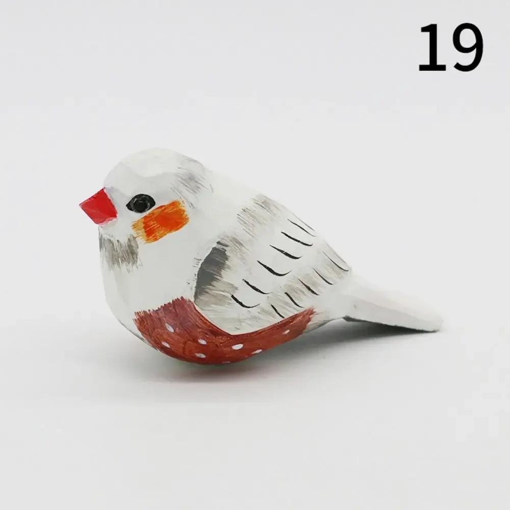Creative Cute Wood Carving Bird Mini Carving Small Bird Ornament Handmade Painting Wooden Bird Figurine Tabletop