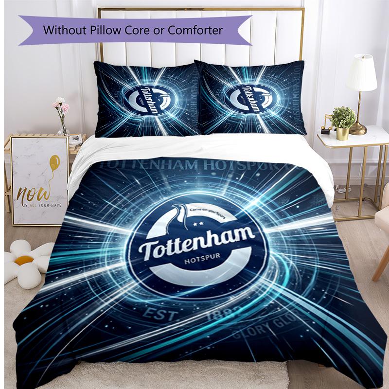 Set Lenzuola 3 Pezzi Stampato Tottenham Hotspur Morbido Delicato sulla Pelle Lavabile Copripiumino e Federe Set Tutte le Stagioni Camera da Letto