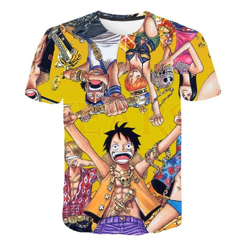 European and American Trendy New One Piece Rubber Man Luffy 3D Digital Printed Cartoon Cool Boy T-shirt