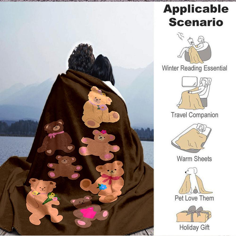 1pc Teddy Bear Blanket Warm, Cozy, and Soft, Suitable for Sofas, Beds, Cars, and Office Use.Perfect for Camping and Travel, Making It A Great Gift for
