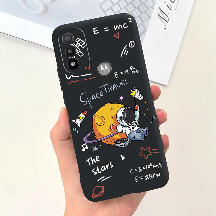 For Moto E20 Case 6.5" Soft Silicone Black Cat Moon Night Back Cases for Motorola Moto E20 Case TPU Capa Motorola E20 Bumper