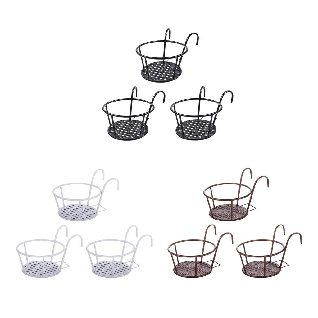 3 Pieces Hanging Planters Basket Home Railing Round Hanging Railing Planter