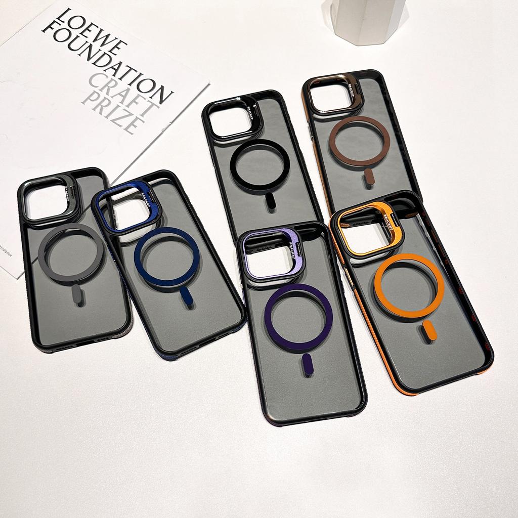 Schwarze transparente Apple IPhone 16 Handyhülle Rutschfest Transparent 15Pro Lidun Zweifarbige Magnetische Hardware Objektivhalter