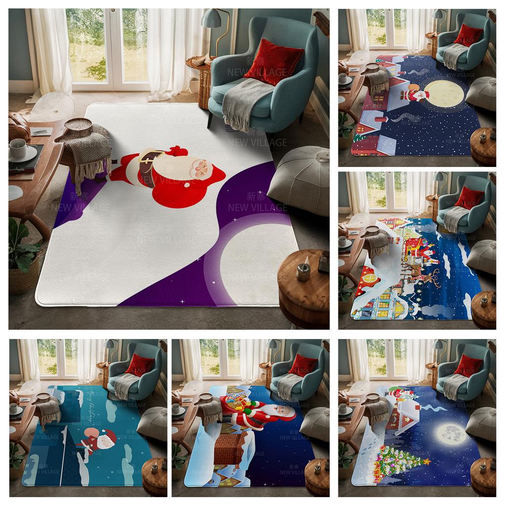 House Entrance Carpet Home Door Mat Living Room Bath Foot Bathroom Non-slip Water Absorption Rugs Bath Merry Christmas Winter