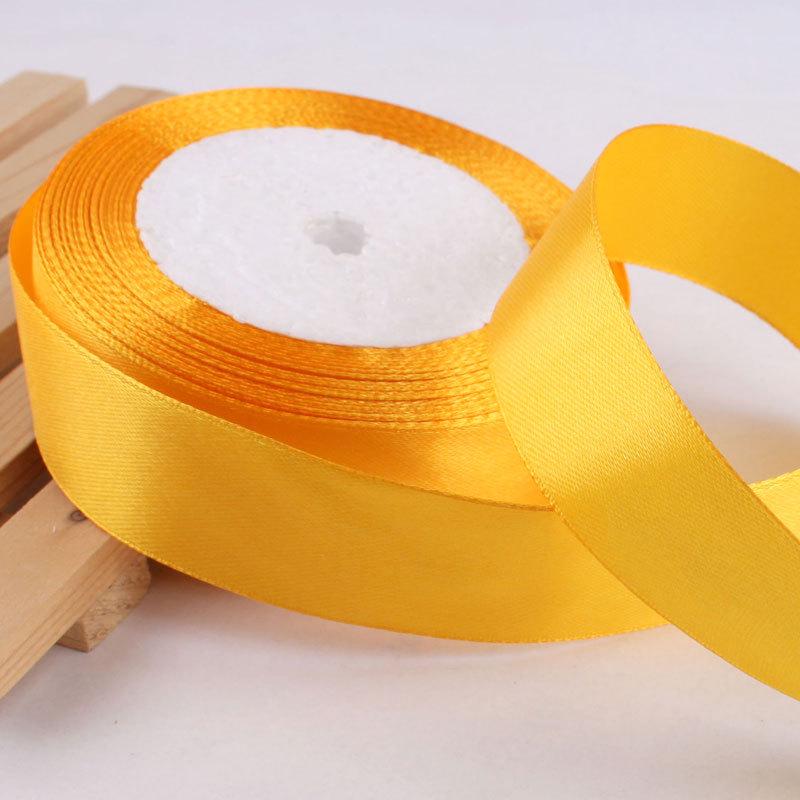 Golden Yellow Silk Ribbon for Gift Wrapping: Colorful, Satin, Woven Flowers, 0.3cm-7.5cm, Perfect for Thanksgiving