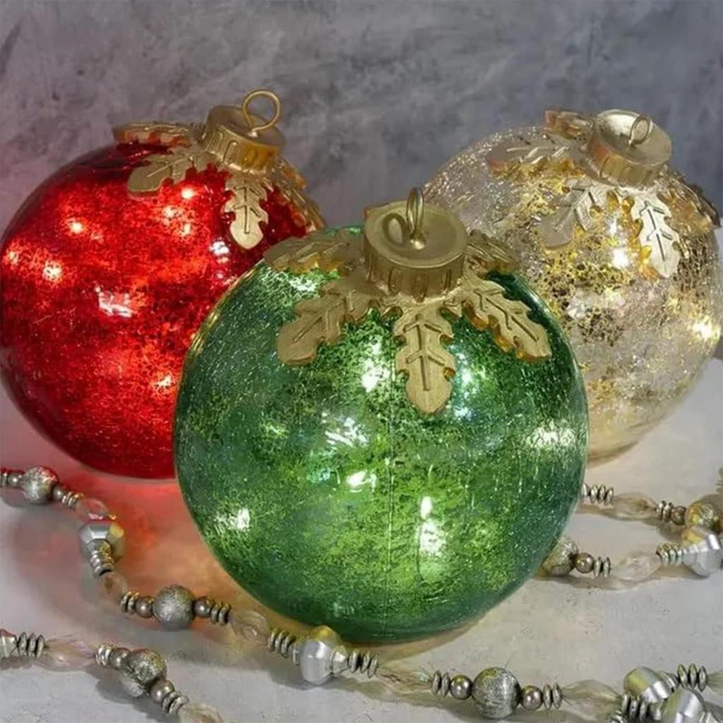 Tabletop Christmas Ornaments 3 Pieces Winter Decoration Tabletop Christmas LED Globes Ornaments For Living Room Dining Room