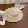 Summer Straw Hat With Pearl Ribbon And Wide Brim For Outdoor Sun Protection