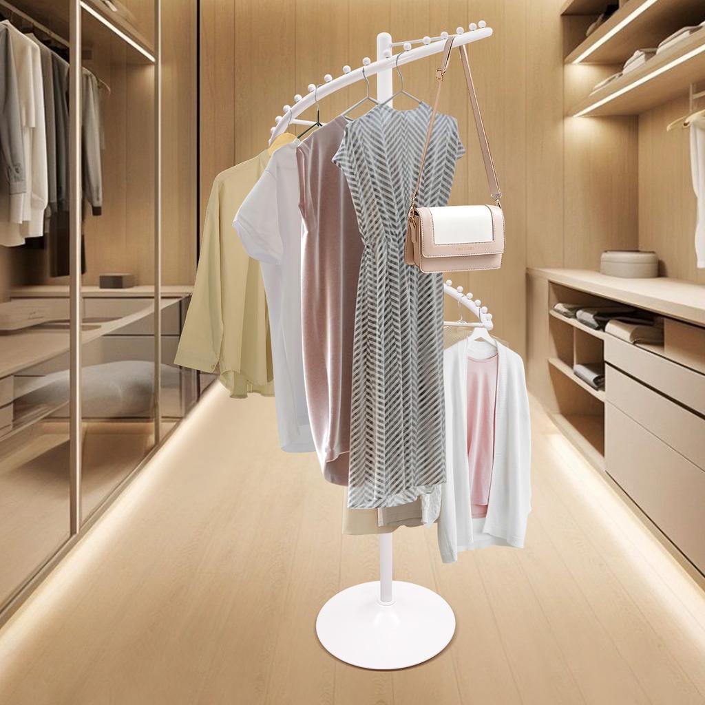 360-Degree Rotating Floor Garment Rack, Clothes Organizer Stand W/ Wheels, Portable Drying Rack for Laundry Room Closet Bedroom