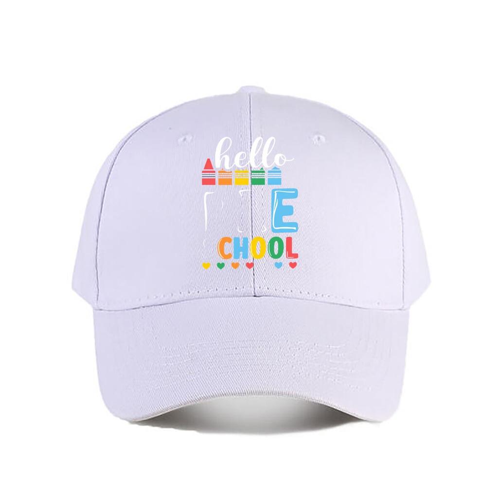 Hello School Crayon Heart Baseball Cap Fashion Unisex Sunhat Womens Outdoor Sports