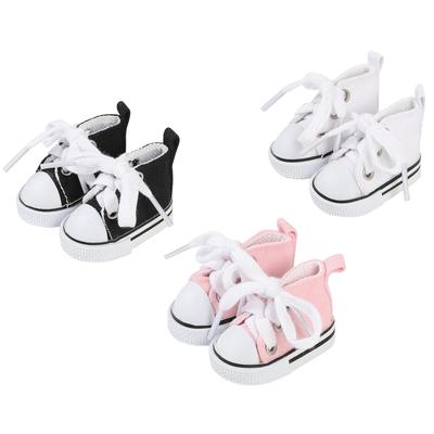 AXLUCE Plush Toy - Shoes - Plush Clothes - 20cm Canvas Shoes High-Top Sneakers Doll (Black, White, Pink)