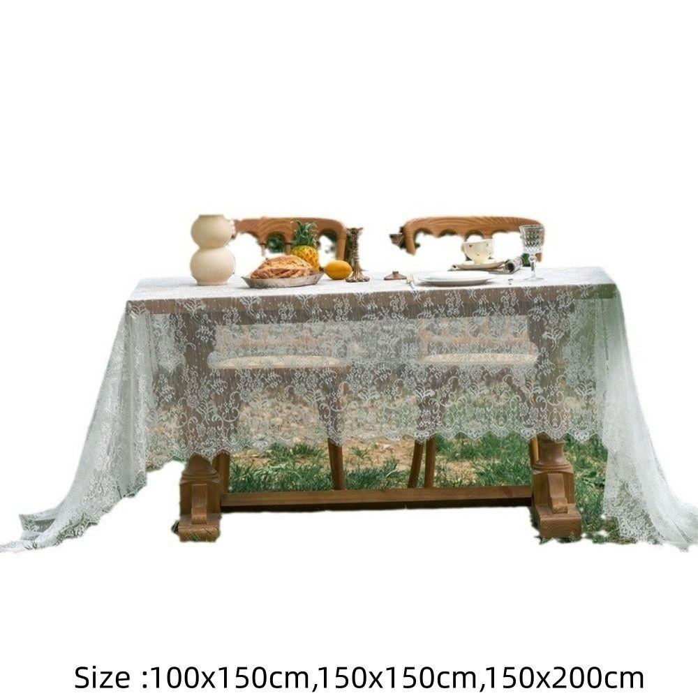 White Lace Party Tablecloth French Retro Valentine's Day Decorations Wedding Decoration Tablecloth Rectangular