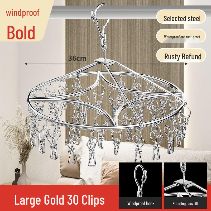 Wielofunkcyjny wieszak ze stali nierdzewnej do suszenia skarpet z klipsami - Idealny do użytku dla niemowląt, dzieci, w akademikach i na straganach ulicznych