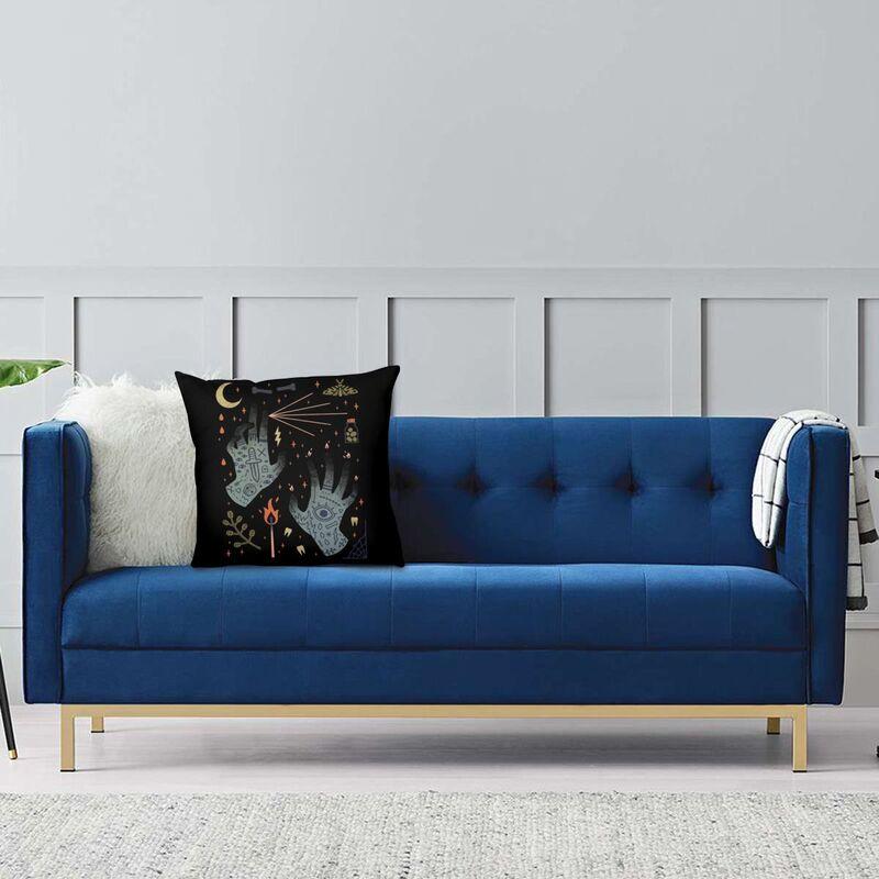 Halloween Witch Raven Square Putetrekk dekorasjon Gotisk Okkult Magic Witchy Putetrekk for sofa Bil Putetrekk