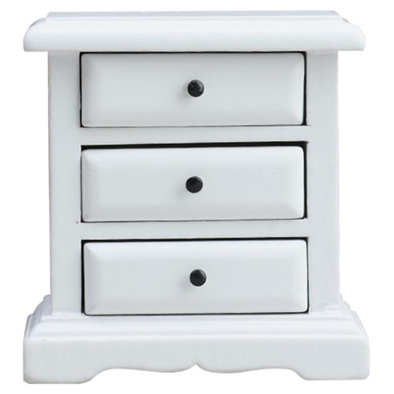 

Аксесуар для лялькових будиночків масштабу 1/12 Нічний столик Мініатюрний Білий Приліжковий столик Ідеально для Відображення Декорації Кімнати 1