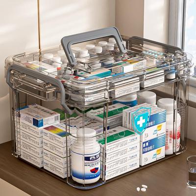 Large Transparent Multi-layer Family Medicine Box: Portable First Aid and Medical Storage