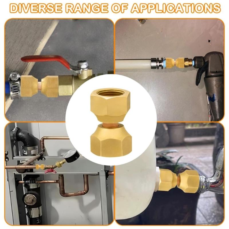 Multipurpose Brass 3/8Inch Female Flares to Female Swivels Tube Fittin Sturdy Valves Connectors 2PCs High Performances