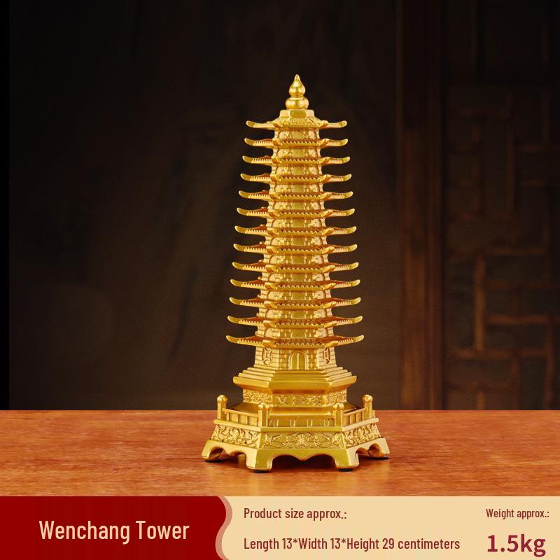 Wenchang Pagoda Resin Figurine: Thirteen-story Ornament for Living Room, Office, or Study Desk