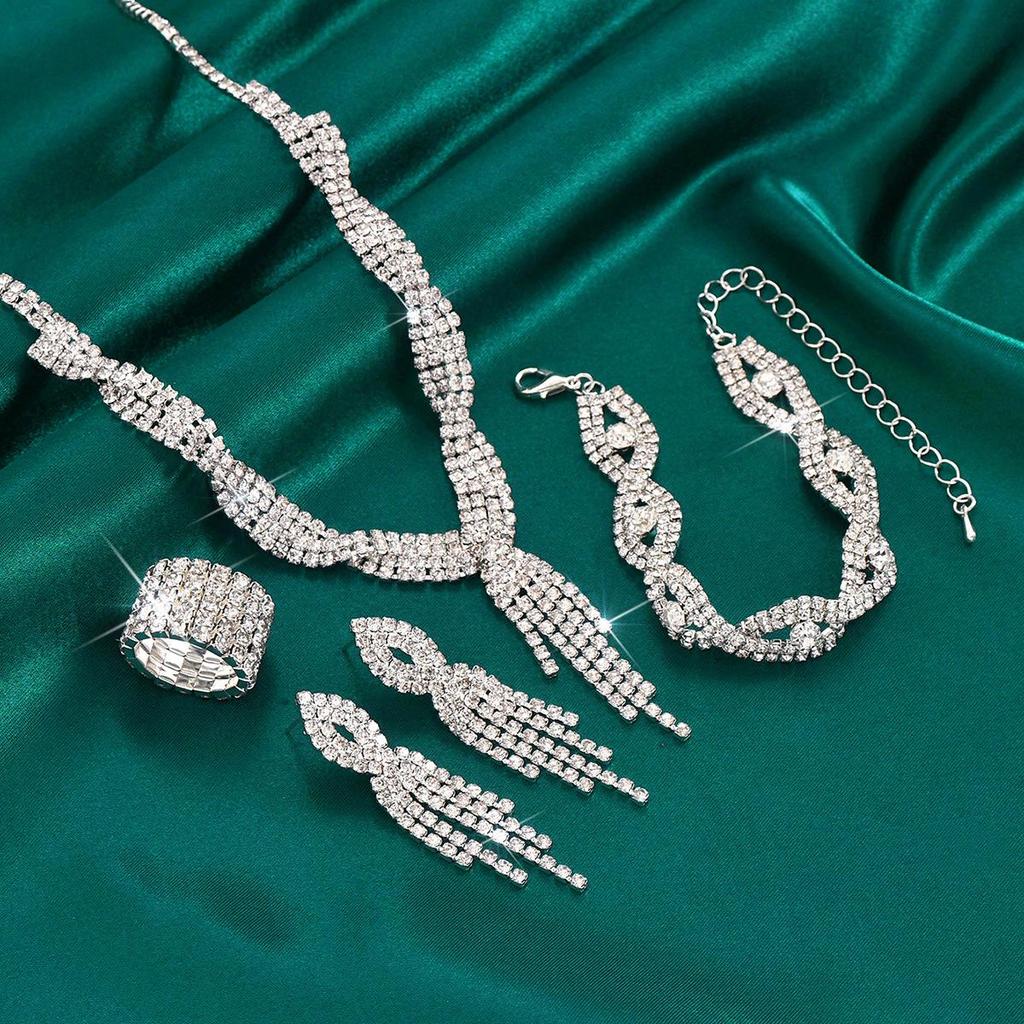Silberschmuck-Set: Damen-Hochzeitsfotografie-Accessoires mit Halskette & Ohrringen in unabhängiger Verpackung