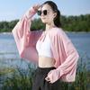 Long Sleeve Sunscreen Shawl Solid Color Thin Crop Top New Long Sleeve Crop Top  Outdoor Activities