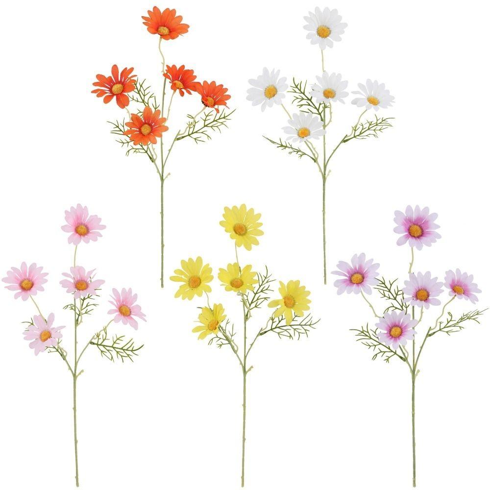 5 Köpfe Künstliche Gänseblümchen Plastik Falsche Chrysanthemen Seiden-Gänseblümchen Heimtischdeko