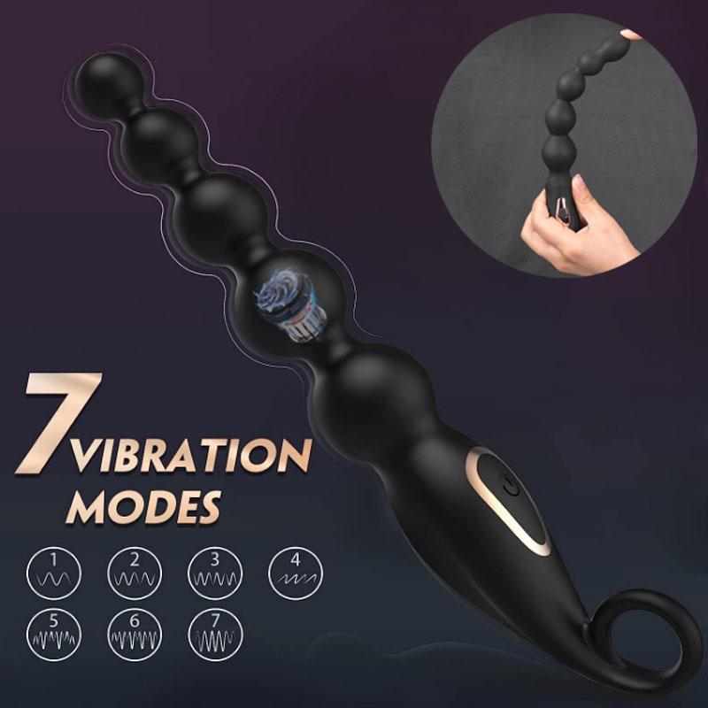 Vibrierende Analkugeln für Erwachsene, Buttplug, abgestuftes Design, Silikon-Analvibrator mit 7 Vibrationsmodi für erwachsene Männer