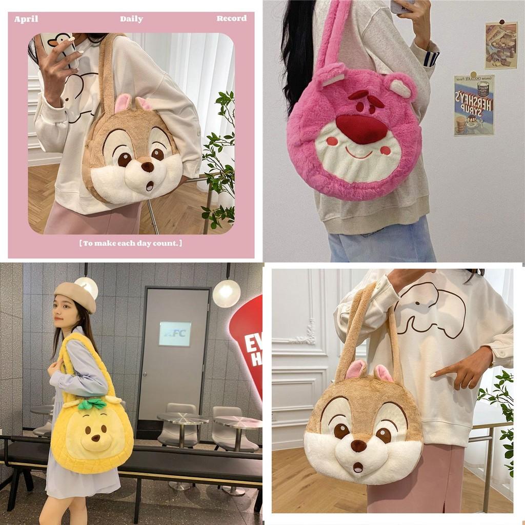 Pineapple Pup And Strawberry Bear Plush Cartoon Shoulder Bag Large Capacity Tote For Everyday Use
