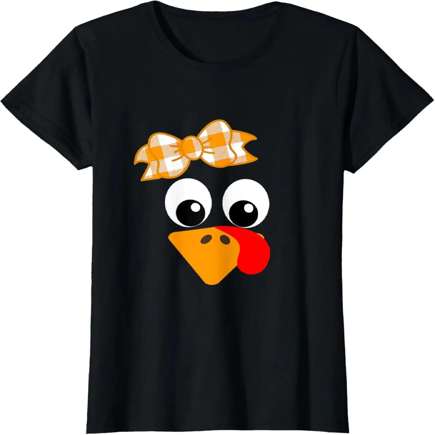 Turkey Face Orange Plaid Ribbon Funny Running Gift Trot T-Shirt XXXXL